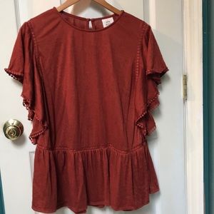 NWOT Flutter Style Short Sleeve Blouse